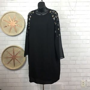 H&M Sheath Dress with Floral Sleeve Embellishments